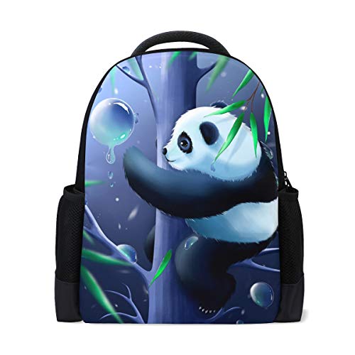 Handbemalter Rucksack mit Panda-Motiv, für Reisen, Laptop, Schule, Buchtasche, Baum, Tiere, Freizeitrucksack für Outdoor, Business, Wandern, Campen, Schultertaschen für Studenten, Damen, Herren von Fender