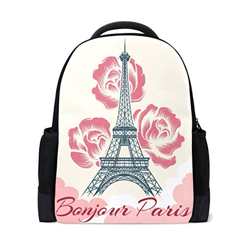 Hello Paris Rucksack für Reisen, Eiffelturm, für Schule, Bücher, Tasche, Outdoor, Business, Wandern, Rucksäcke für Studenten, Damen, Herren von Wamika