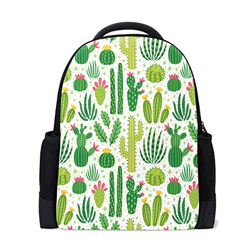 Kaktusblüten Reise Laptop Rucksack Schule Buch Tasche Grün Pflanzen Sukkulenten Freizeitrucksack Outdoor Business Wanderrucksäcke Camping Schultertaschen für Studenten Frauen Herren von Wamika