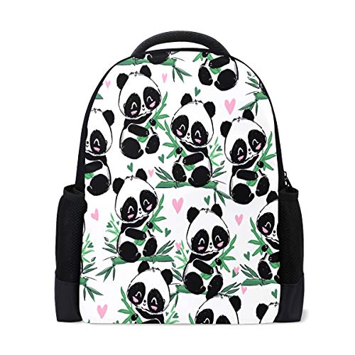 Rucksack mit süßem Panda-Herz-Motiv, für Laptop, Schule, Buchtasche, Bambus, für Outdoor, Business, Wandern, Rucksäcke für Studenten, Damen, Herren von Wamika