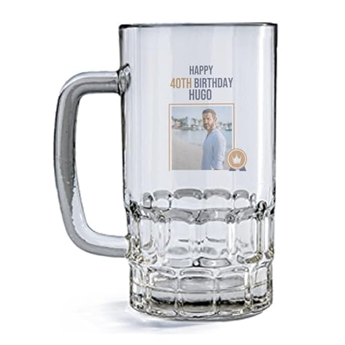 Wanapix | Bierglas Personalisiert mit Foto und Text | Bierkrüge aus Glas | Milchglas bedrucken | 500 ml | Bierkrüge zum Verschenken | Geburtstag von Wanapix