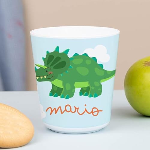 Wanapix | Kunststoffbecher mit Namen für Kinder | Unzerbrechlicher Trinkbecher Personalisierter | Schule/Kindergarten| BPA freier | 235ml | Dino von Wanapix