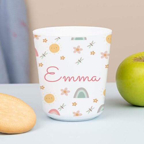 Wanapix | Kunststoffbecher mit Namen für Kinder | Unzerbrechlicher Trinkbecher Personalisierter | Schule/Kindergarten| BPA freier | 235ml | Sonne von Wanapix