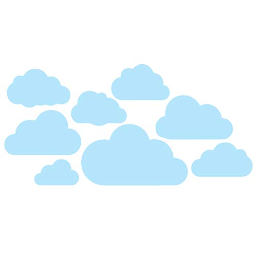 8 Wolken Set XL - Größte 52x30cm - Kleinste 22x13cm Wolke Wandtattoo Wandaufkleber Sticker Aufkleber Wölkchen Himmel (Babyblau) von WandFactory