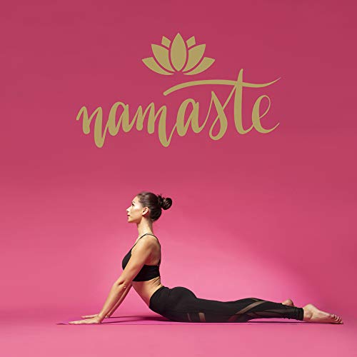 Namaste mit Lotusblume - Wandtattoo Wandaufkleber Sticker Aufkleber Mandala Lotus - erhältlich in vielen Größen (Gold, 40 x 22 cm) von WandFactory