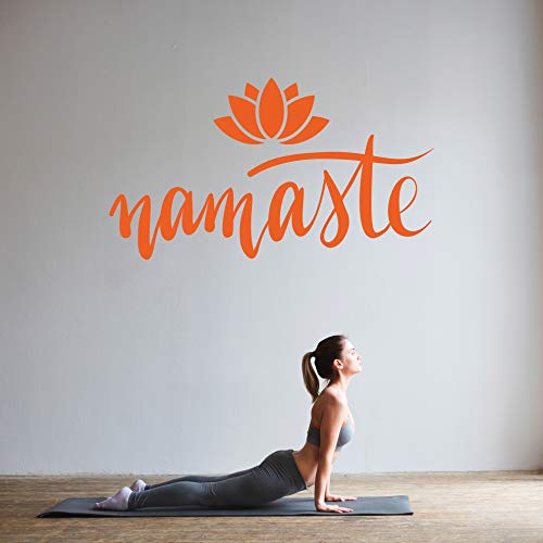 Namaste mit Lotusblume - Wandtattoo Wandaufkleber Sticker Aufkleber Mandala Lotus - erhältlich in vielen Größen (Orange, 80 x 44 cm) von WandFactory