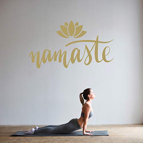 WANDKIND Namaste mit Lotusblume - Wandtattoo Wandaufkleber Sticker Aufkleber Mandala Lotus - erhältlich in vielen GröÃŸen (Gold, 100 x 56 cm) von WandFactory