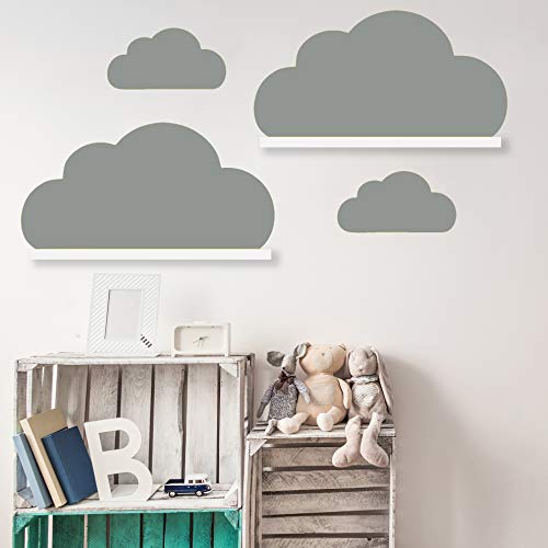 WANDKIND Wolken Set Wandtattoo Passend für Deine IKEA RIBBA/MOSSLANDA Bilderleisten für Babyzimmer Kinderregale (Grau) von WandFactory