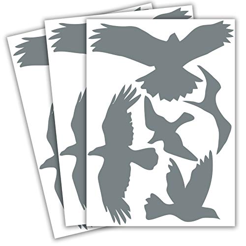 WandFactory Vogelschutz und Fensterschutz - 15 Aufkleber - Schutz vor Vogelschlag - Sticker Vögel (Grau) von WandFactory