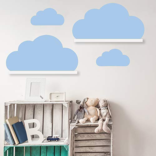 Wolken Set Wandtattoo Passend für Deine IKEA RIBBA/MOSSLANDA Bilderleisten für Babyzimmer Kinderregale (Babyblau) von WandFactory