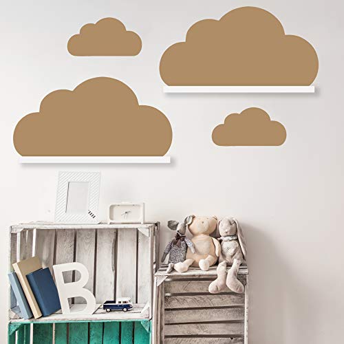 Wolken Set Wandtattoo Passend für Deine IKEA RIBBA/MOSSLANDA Bilderleisten für Babyzimmer Kinderregale (Hellbraun) von WandFactory