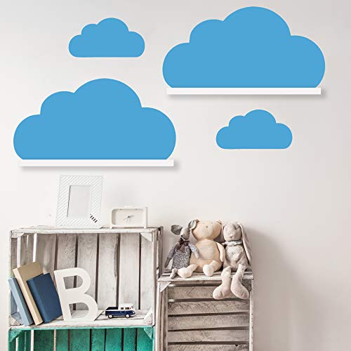 Wolken Set Wandtattoo Passend für Deine IKEA RIBBA/MOSSLANDA Bilderleisten für Babyzimmer Kinderregale (Lichtblau) von WandFactory