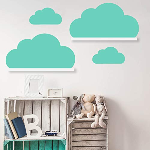 Wolken Set Wandtattoo Passend für Deine IKEA RIBBA/MOSSLANDA Bilderleisten für Babyzimmer Kinderregale (Mint) von WandFactory
