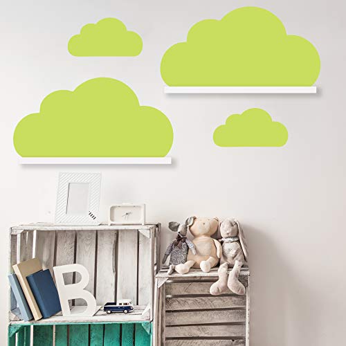 Wolken Set Wandtattoo Passend für Deine IKEA RIBBA/MOSSLANDA Bilderleisten für Babyzimmer Kinderregale (Pastellgrün) von WandFactory