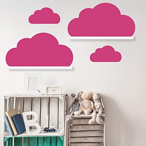 Wolken Set Wandtattoo Passend für Deine IKEA RIBBA/MOSSLANDA Bilderleisten für Babyzimmer Kinderregale (Pink) von WandFactory