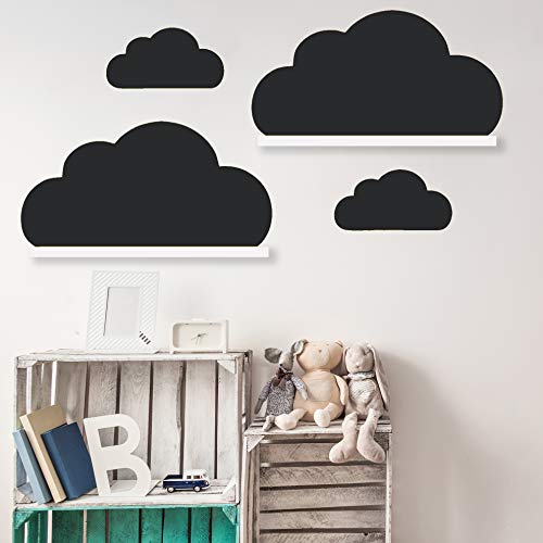 Wolken Set Wandtattoo Passend für Deine IKEA RIBBA/MOSSLANDA Bilderleisten für Babyzimmer Kinderregale (Schwarz) von WandFactory