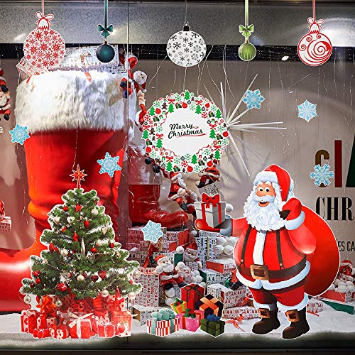 WandSticker4U®- Riesige Fensterbilder Weihnachten selbstklebend WEIHNACHTSMANN Kinder (220x110 cm) I Weihnachtsdeko Fenster Aufkleber Schneeflocken XXL (wiederverwendbar) von WandSticker4U