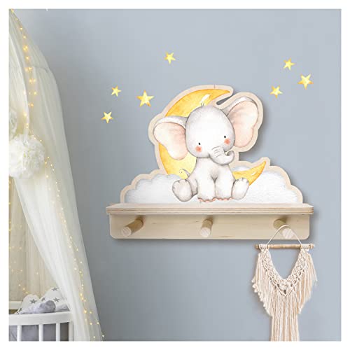 Little Deco Elefant Wandregal für Baby Kinderzimmer Holz Wandsticker DL793-05 von Wandaro