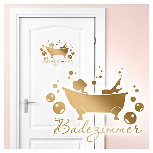 Wandaro Wandtattoo Badewanne I Gold (BxH) 38 x 29 cm I Badezimmer Bad Deko WC selbstklebend Aufkleber Türaufkleber Wandsticker Wandtatoo Tür W3407 von Wandaro