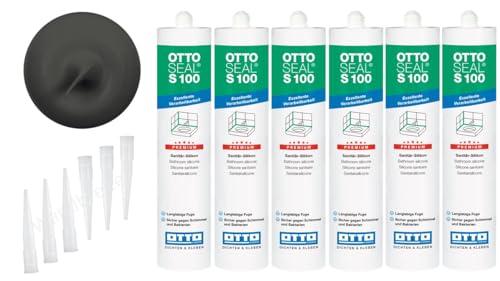 OTTOSEAL S 100 Premium-Sanitär-1K-Silicon Dichtstoff matt 6 Kartuschen auf Acetat Basis Otto Chemie (6x matt anthrazit C8683) von Wandbreite