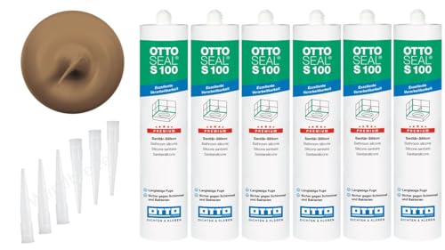 OTTOSEAL S 100 Premium-Sanitär-1K-Silicon Dichtstoff matt 6 Kartuschen auf Acetat Basis Otto Chemie (6x matt caramel C8686) von Wandbreite
