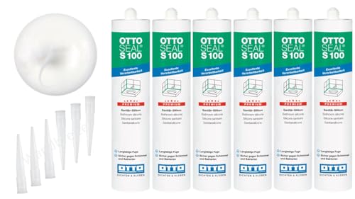 OTTOSEAL S 100 Premium-Sanitär-1K-Silicon Dichtstoff matt 6 Kartuschen auf Acetat Basis Otto Chemie (6x matt weiß C8687) von Wandbreite