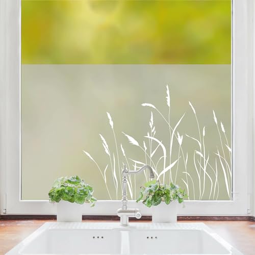 Sichtschutzfolie Gräser Fensterfolie Fensterdeko Milchglasfolie Sichtschutz, 75 cm hoch, 50 cm breit von Wandtattoo Loft