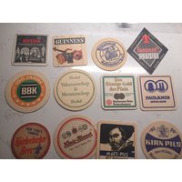 Vintage Bier Untersetzer, Ein Dutzend Barware, Brauerei, Biergeschenk, Hauswärmer, Mann Höhle Lot #8 von Wantiquities