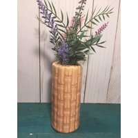 Vintage Keramik Bambus Vase Übertopf, Runde Vase Rosa Geschenk Für Gärtner, Sukkulenten von Wantiquities