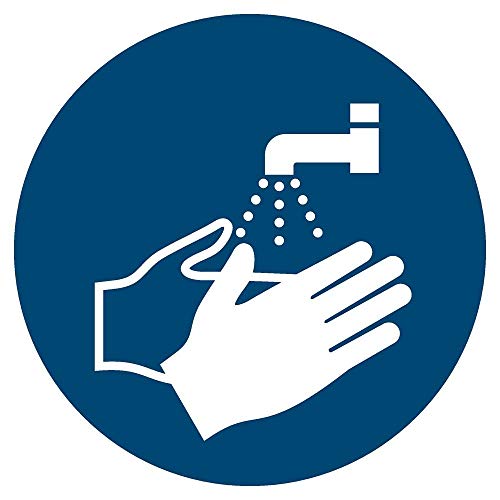 2X Händewaschen Aufkleber 10 cm Rund Hände waschen Aufkleber Sticker Schild von Warenfux24
