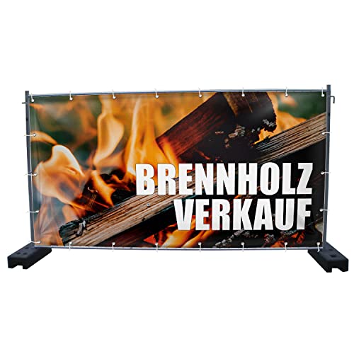 340 x 173 cm | Brennholz Verkauf Bauzaunbanner, Sichtschutz, Werbebanner (4106) von Warenfux24