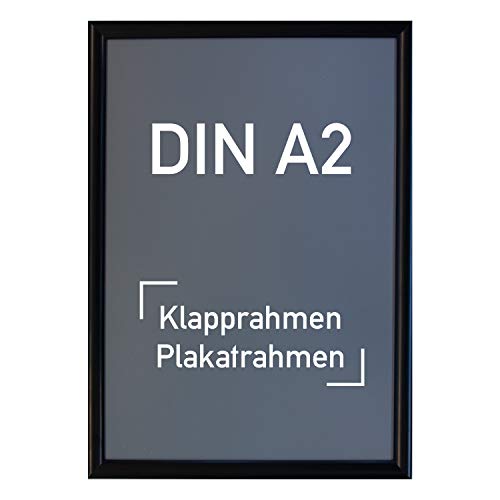 Aluminium Klapprahmen DIN A2, schwarz - Alu Rahmen, Plakatrahmen, Wechselrahmen, 420 x 594 mm von Warenfux24