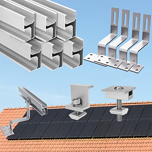 Solarmodul Halterung,Ziegeldach Solarpanel Halterung Dachhalterung für Aufachmontage Solar PV,Montageschiene Befestigungsschiene,PV Modul Halterung Montage 3 X Solarmodul 30mm Dicke von Warmfay