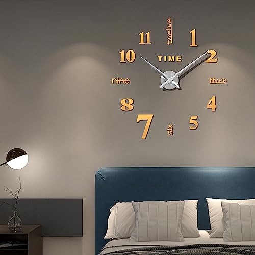 Warminn DIY Wanduhr, DIY 3D Wanduhren Modern Design Acryl Wanduhren Wandtattoos Dekoration Uhren für Büro Wohnzimmer Schlafzimmer Uhr Geschenk Home Dekoartikel Quarzuhr (Gold) von Warminn