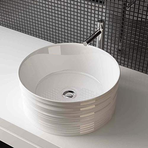 Waschbecken24 41 x 41 x 18 CM Design Keramik Waschbecken Aufsatzwaschbecken Waschschale Handwaschbecken für Waschtisch Badezimmer Gäste-WC A461W von Waschbecken24