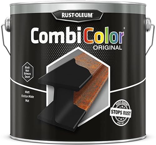 Rust-Oleum CombiColor Original - Einschichtig für Metallschutz direkt auf Rost, Grundierung und Deckschicht in einem - 2,5L (Matt Schwarz) von Watco