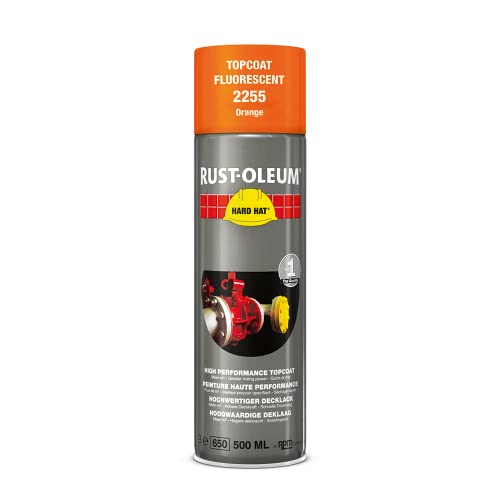 Rust-Oleum HARD HAT Decklack - Hochleistungsfähiger Industrielack-Spray zur Verwendung auf Metall, Holz und Beton. In verschiedenen Farben mit hoher Deckkraft - 500ml (Fluoreszierend Orange) von Watco