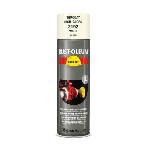 Rust-Oleum HARD HAT Decklack - Hochleistungsfähiger Industrielack-Spray zur Verwendung auf Metall, Holz und Beton. In verschiedenen Farben mit hoher Deckkraft. - 500ml (Weiß Seidenglanz RAL9010) von Watco