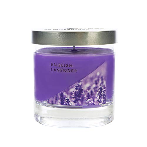 WAX LYRICAL Wachskerze, mittelgroß, englischer Lavendel, Brenndauer ca. 50 Stunden im Glas, silberfarben von Wax Lyrical