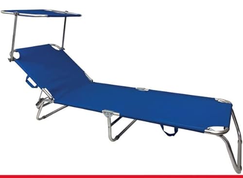 WeGeek Klappbett aus Aluminium mit Sonnenschutz und Tragegriff. Farbe: Blau. Abmessungen: 190 x 58 x 26 cm Röhre 24 mm Textilene-Gewebe Stoff von WeGeek