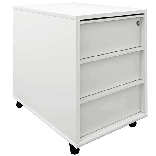 Weber Büro NOVA Rollcontainer 60cm tief Weiß Rollschrank Büro Container Schrank Bürocontainer mit Griffleiste von Weber Büro