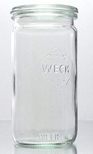 Weck 6 Einkochgläser 340ml Zylinderglas RR60 mit Glasdeckel im Original Karton (Mit Glasdeckel und Ringen) von Weck