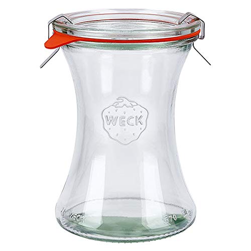 6x WECK-Delikatessenglas 370ml mit Gummiring und 2 Klammern von Weck