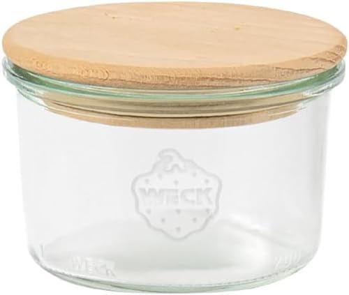 Weck Gläser Sturzform #751 (12 Stück, Inhalt 200 ml, Vorratsglas mit Holzdeckel + Silikondichtung, Aufbewahrungsglas für Dessert, Dipps, Lebensmittel) 79201 von Weck