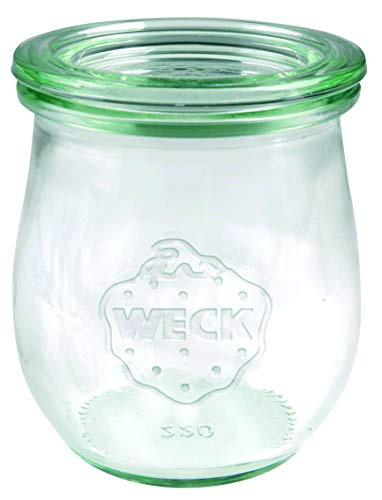 WECK Gläser Tulpenform #762 220 ml (12 Stück, inkl. Klammern + Gummis, Deckel ø 60 mm, Einmachgläser, Dessertgläser, Marmeladengläser) 58307 von Weck