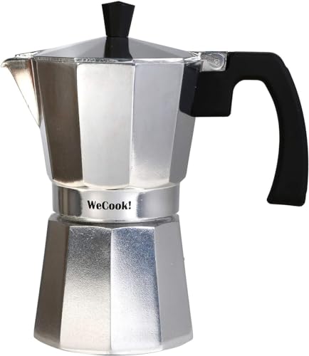 WECOOK! Paola Espressomaschine für die Herdplatte, Espressokocher, Italienischen Kaffee, Moka-Kanne Kaffeebereiter Aluminium, 3 Tassen, Silikondichtung, Sicherheitsventil, Vitrokeramik, Gas von WECOOK!