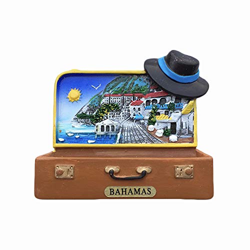 Bahamas 3D-Koffer-Kühlschrankmagnet, Kunstharz, Reise-Souvenirs, handgefertigt, Heim- und Küchendekoration, Bahamas-Kühlschrankmagnet, Sammlungsgeschenk von Wedare Magnet Souvenir