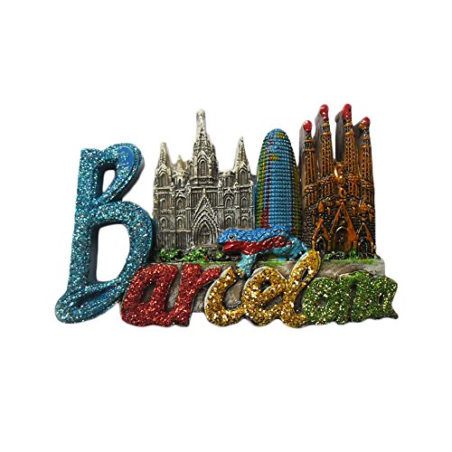Kühlschrankmagnet, Motiv: Barcelona, Spanien, 3D-Souvenirs, Buchstaben, Kunstharz, Kühlschrankmagnet, Heim- und Küchendekoration von Wedare Magnet Souvenir