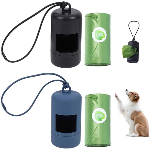 Hundekotbeutelhalter mit Müllbeutel Hundekacke -Taschen -Spender 2pcs 1.6x3.9in ABS Hang Seil Poop -Beutel Halter für Leinen Leichtgewichtig und tragbarer Poop -Beutel -Kotbeutelspender (Dunkelblau von Wedhapy