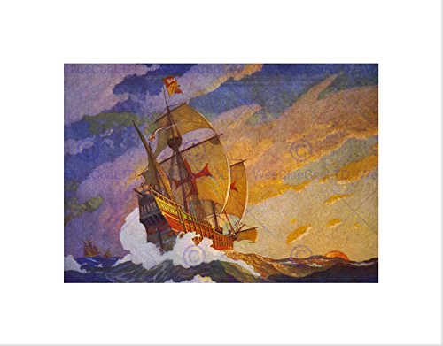 PAINTINGS LANDSCAPE COLUMBUS SANTA MARIA SHIP NEW FRAMED ART PRINT B12X10942 von Wee Blue Coo